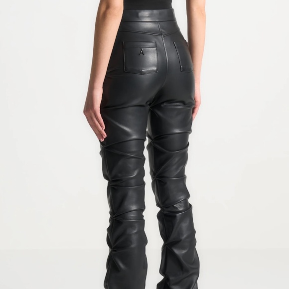 Manière De Voir Caroline Tacked Leather Flared Trousers Size 6 - Picture 5 of 5